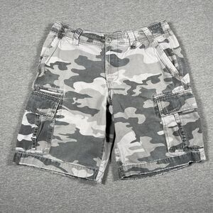 Roebuck & Co. Cargo Shorts Mens 32 Gray Cotton Camouflage Pockets Casual